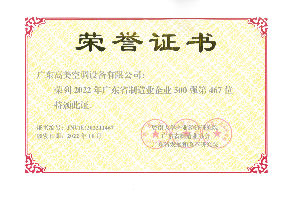 2022年广东制造业500强